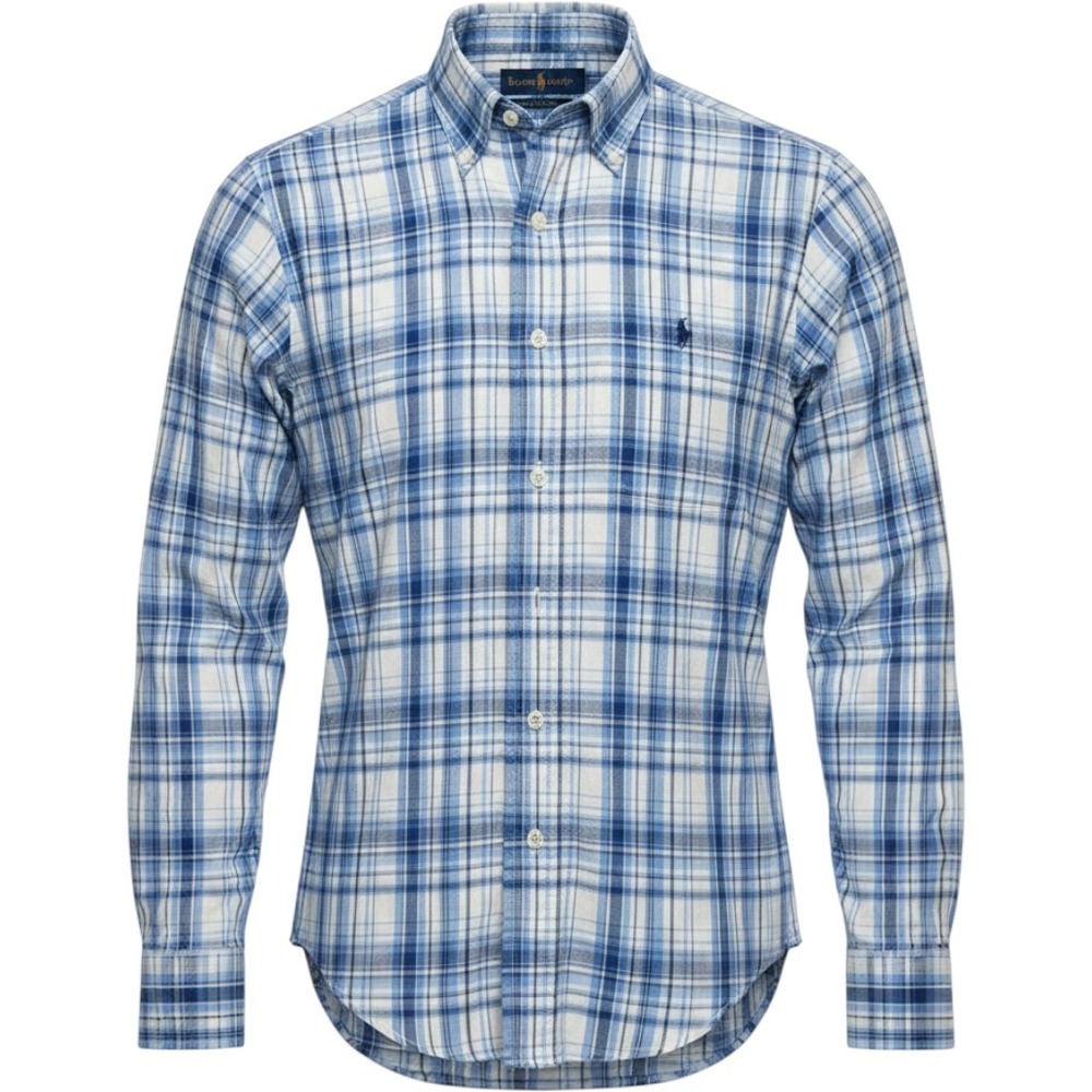 Ralph Lauren Button Down Shirt Mens M Blue White Plaid Long Sleeve Pony Logo